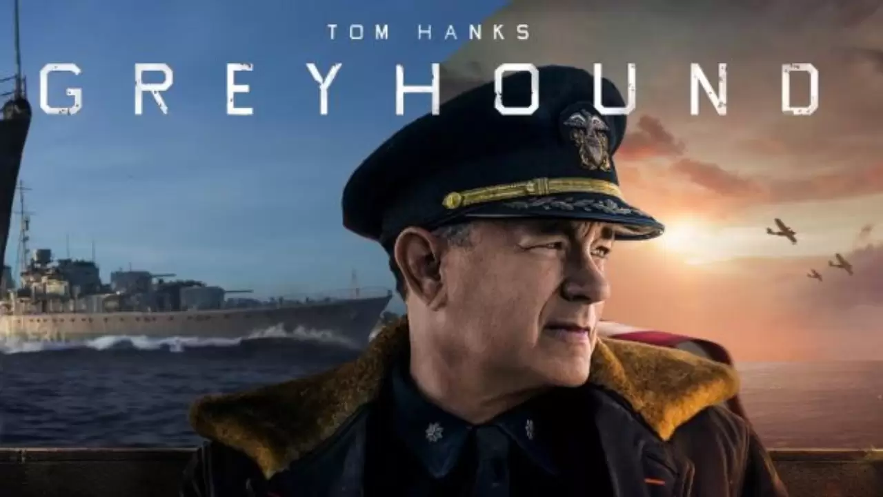 Cartaz do filme Greyhound mostrando o ator Tom Hanks.