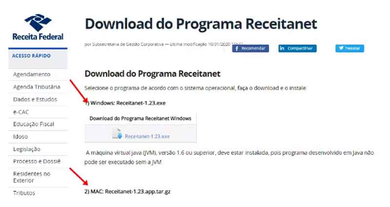 Site da Receita Federal, tela para parcelar o - IRPF - imposto de renda.