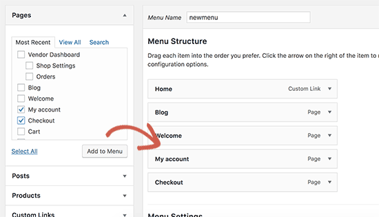 Configurando os menus de navegação