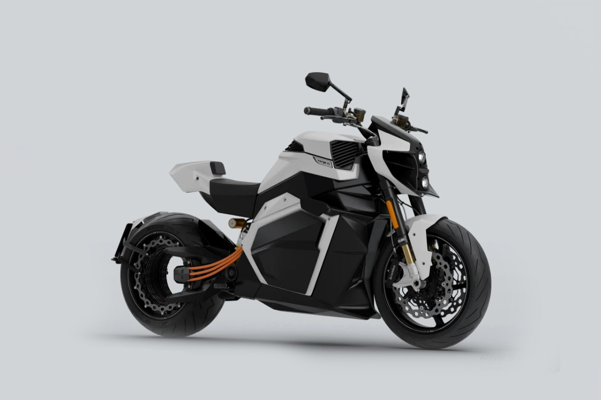 moto elétrica com visual agressivo e  motor de 108 cv