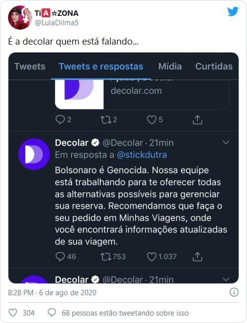 Bug no robô de atendimento da Decolar fez sucesso Twitter