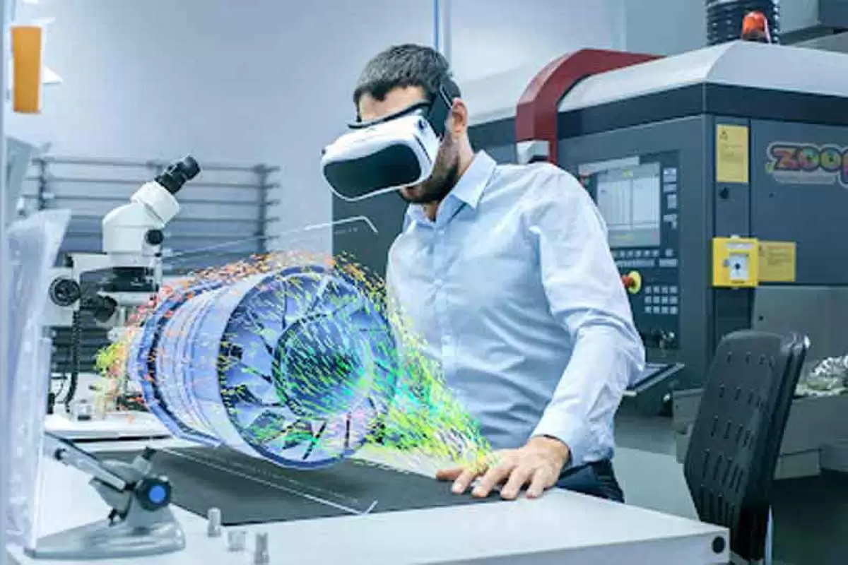 Profissões futuro - homem usando óculos 3d no laboratório