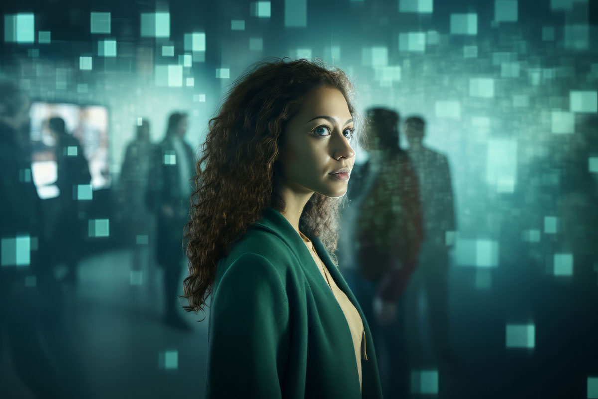  Uma mulher jovem olha o ambiente para ver suas memórias ilustra nosso artigo sobre fazer um backup da sua personalidade. CRéditos da imagem: Freepick.com