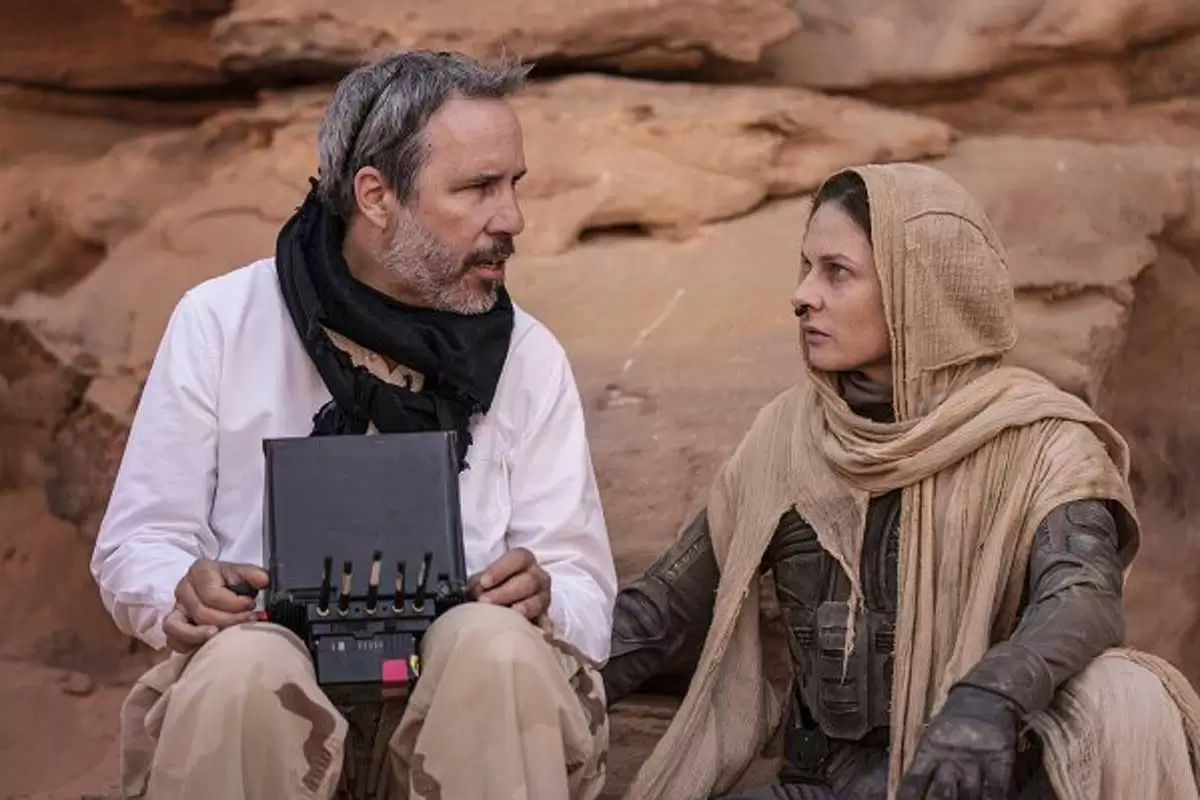 O diretor Denis Villeneuve no set de filmagem de Duna com a atriz Rebecca Ferguson. Villeneuve diz que adoraria filmar Encontro com Rama, baseado no romance Arthur C. Clark.
