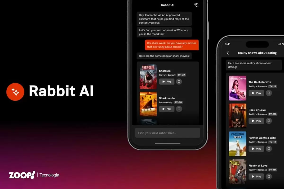 O Rabbit AI está sendo lançado como um teste beta no aplicativo Tubi TV. O Rabbit AI está sendo lançado como um teste beta no aplicativo Tubi TV.